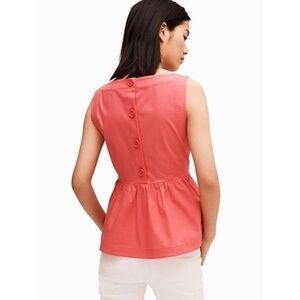 Kate Spade • Pink Sherbet Shore Thing Button Back Peplum Tank Top
